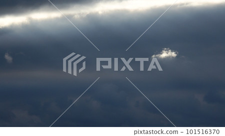 傍晚風大，陽光照亮雲層的光線穿過雲層・春天・長焦・只有天空・230318pm 101516370