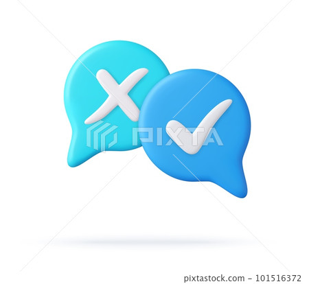 3d Speech Bubble Icons with Check Mark 101516372