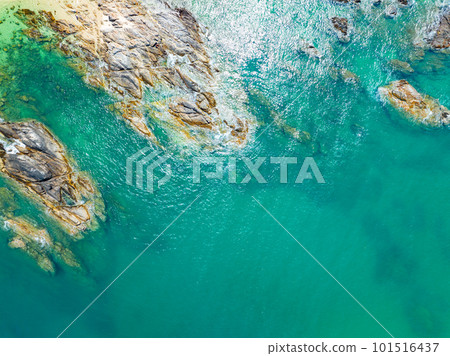Beautiful sea summer landscape, Waves sea water surface, High quality sea top view, Bird's eye view ocean ,Sea ocean waves background 101516437