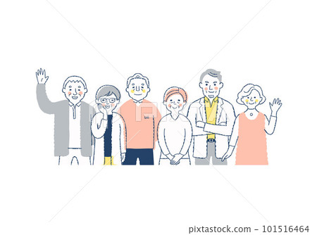 6 men and women of the senior generation with a smile upper body 6 men and women of the senior generation with a smile upper body 101516464