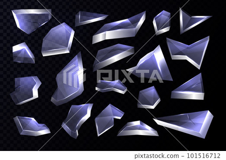 Vector glass shards on an isolated transparent background. Broken