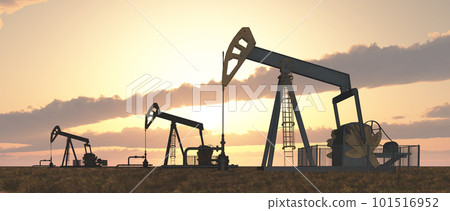 Oil pumps at sunset 101516952