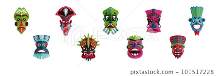African Guise or Mask as Tribal Attribute Vector Set 101517228
