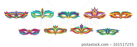 Masquerade Masks or Carnival Masque with Colorful Ornate Vector Set Masquerade Masks or Carnival Masque with Colorful Ornate Vector Set 101517255
