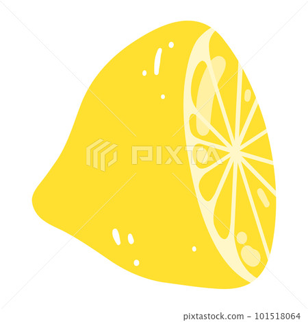 Hand drawn half a lemon. Vector illustration of cut tasty citrus, healthy food, summer fresh fruit Hand drawn half a lemon. Vector illustration of cut tasty citrus, healthy food, summer fresh fruit 101518064
