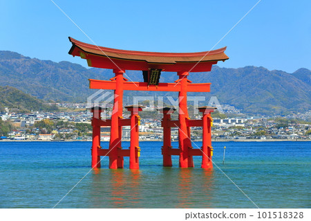 [廣島縣]修繕後的嚴島神社大鳥居（宮島） 101518328