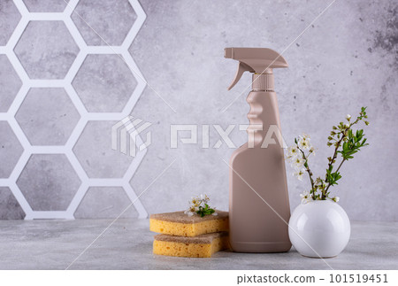 Eco cleaning with bottles, brushes and sponges 101519451