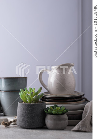 Craft ceramic plates, bowls and cups 101519496