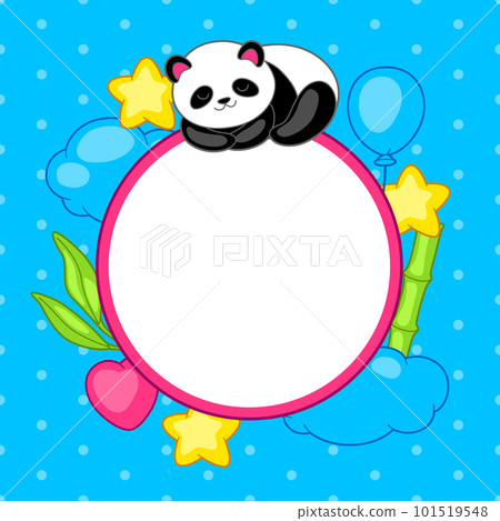 Frame with cute kawaii little panda. Funny character and decorations in cartoon style. 101519548