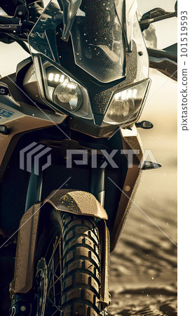 A Dirt-covered Motorcycle on Rough Terrain Background 101519593