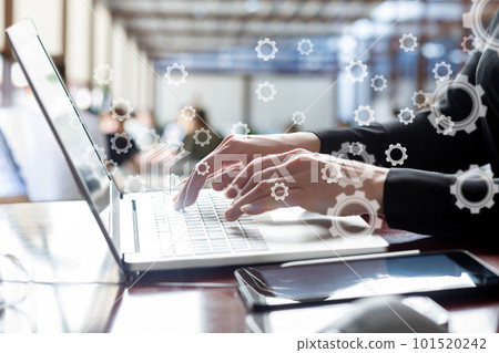 Businesswoman doing business management on a laptop. 101520242