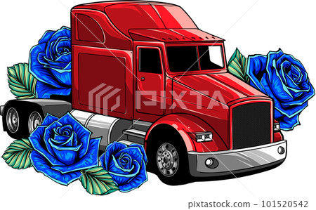Semi truck silhouette vector images isolated on white background. digital hand draw Semi truck silhouette vector images isolated on white background. digital hand draw 101520542