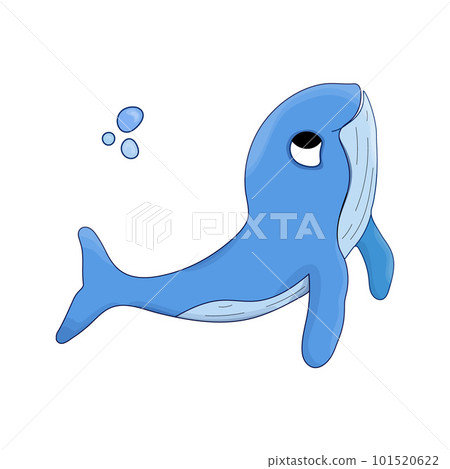 Whale Cartoon vector illustration. Ocean dweller. Nautical isolated Whale, sea animals concept. 101520622