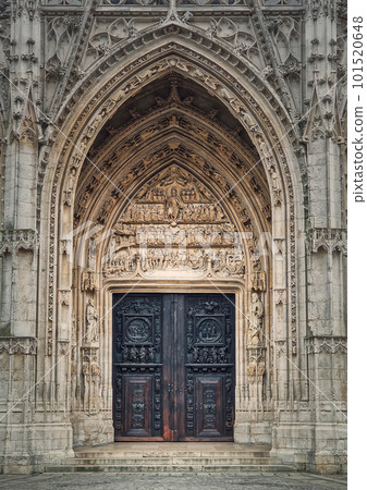 Saint Maclou Church entrance door, Rouen in Normandy, France. Flamboyant gothic architectural style Saint Maclou Church entrance door, Rouen in Normandy, France. Flamboyant gothic architectural style 101520648