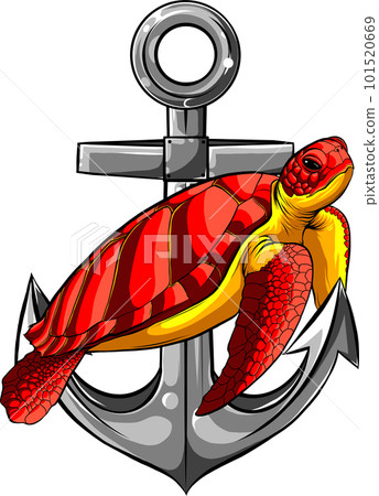 vector illustration of sea turtle on white background. digital draw vector illustration of sea turtle on white background. digital draw 101520669