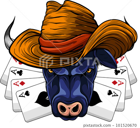 vector illustration oh head bull with hat on white background. digital draw 101520670