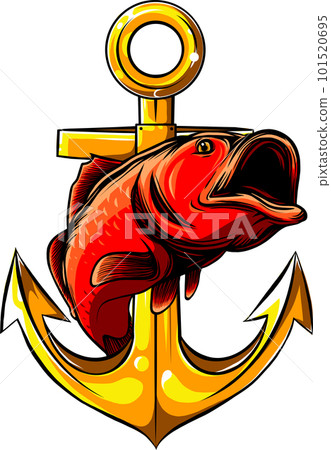 vector illustration of bass fish on white background. digital draw vector illustration of bass fish on white background. digital draw 101520695