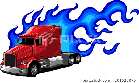 Semi truck silhouette vector images isolated on white background. digital hand draw 101520879