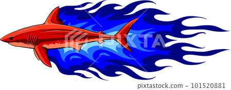great white shark vector illustratio design on white background. digital had draw 101520881