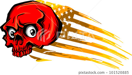 red Skull and flag usa. Vector illustration. red Skull and flag usa. Vector illustration. 101520885