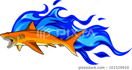 great white shark vector illustratio design on white background. digital had draw 101520910