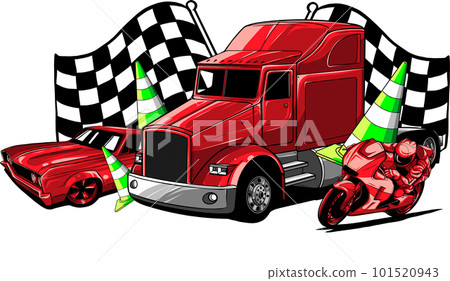 Vector cartoon illustration set of urban, city cars and vehicles transport. Vector cartoon illustration set of urban, city cars and vehicles transport. 101520943