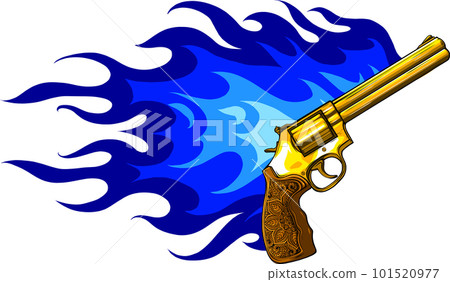 Hand drawn pistol isolated on white background. digital vector illustration 101520977