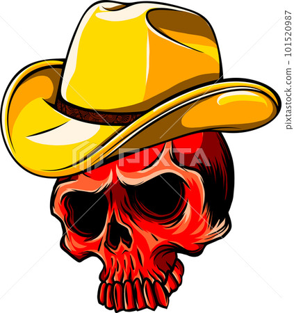 vector illustration of Skull cowboy on white background. digital hand draw design vector illustration of Skull cowboy on white background. digital hand draw design 101520987