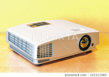 Projector on the wooden table. 3D rendering 101521960