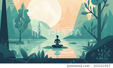 yoga on the lake illustration yoga on the lake illustration 101522457