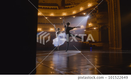 Ballerina dances with partner in training suit 101522649