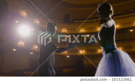 Beautiful ballet dancers train gymnastic exercises 101522661