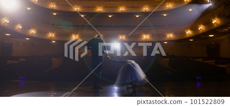 Ballet dancers bow on classic theater stage Ballet dancers bow on classic theater stage 101522809