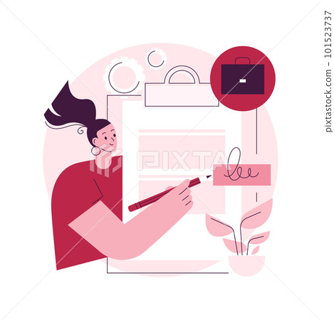 Employment agreement abstract concept vector illustration. Employment contract form, work agreement, employee and employer financial relations, collective responsibility abstract metaphor. 101523737