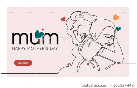 Happy Mother's Day handwritten lettering. Continuous line drawing text design. Vector illustration. Vector illustration 101524448