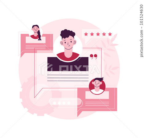 Testimonials abstract concept vector illustration. Testimonials page, client feedback, customer review, product recommendation, website navigation bar, menu element, UI design abstract metaphor. 101524630