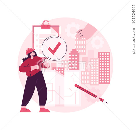 Construction quality control abstract concept vector illustration. Quality management, building progress, project requirements, materials specification, architecture blueprint abstract metaphor. 101524665