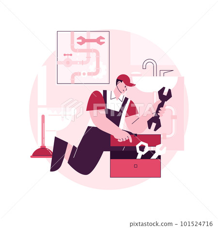Plumber services abstract concept vector illustration. Full service sewer and drain repair, drain fitting, water drinking distribution, heating installation, leaky pipe abstract metaphor. Plumber services abstract concept vector illustration. Full service sewer and drain repair, drain fitting, water drinking distribution, heating installation, leaky pipe abstract metaphor. 101524716