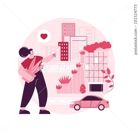 Vertical green city abstract concept vector illustration. Air pollution fighting building, space-saving eco solution, vertical forest, cost-effective construction innovation abstract metaphor. 101524773