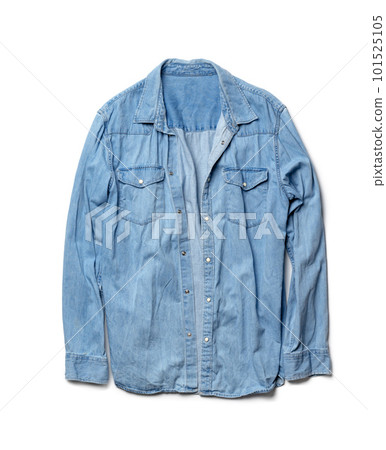 Denim shirt isolated on a white background top view 101525105