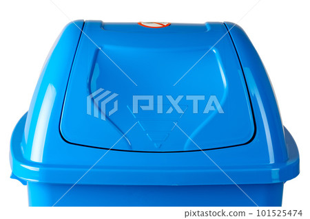 A blue trash bin isolated on white 101525474