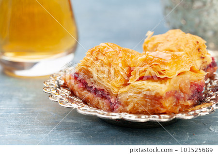 Close up photo of Delicious Turkish Baklava served on a plate 101525689