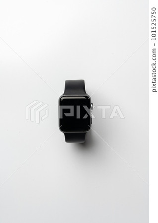 Modern black smart watch on a white background 101525750