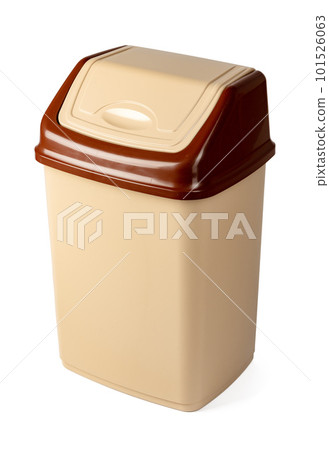 Beige plastic waste bin isolated on white Beige plastic waste bin isolated on white 101526063