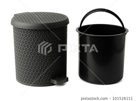 Plastic trash can with lid on white background 101526151