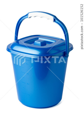 Plastic trash can with lid isolated on white background Plastic trash can with lid isolated on white background 101526152