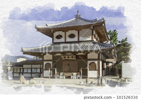 廣島縣廿日市市宮島的水彩風格大願寺護摩堂 廣島縣廿日市市宮島的水彩風格大願寺護摩堂 101526310