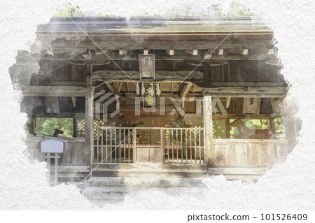 Watercolor-style Miyajima, Omoto Shrine, Hatsukaichi City, Hiroshima Prefecture 101526409