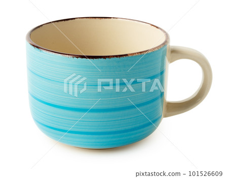 Colored ceramic mug isolated on white background. 101526609