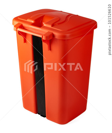 Orange plastic waste bin isolated on white Orange plastic waste bin isolated on white 101526610